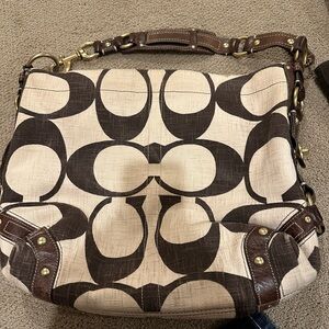 Coach Signature Canvas Hobo Bag - Brown vintage